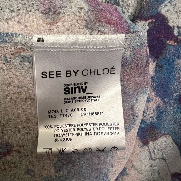 See by Chloe floral sheer mesh long sleeve tunic top size 6 - Picture 5 of 6
